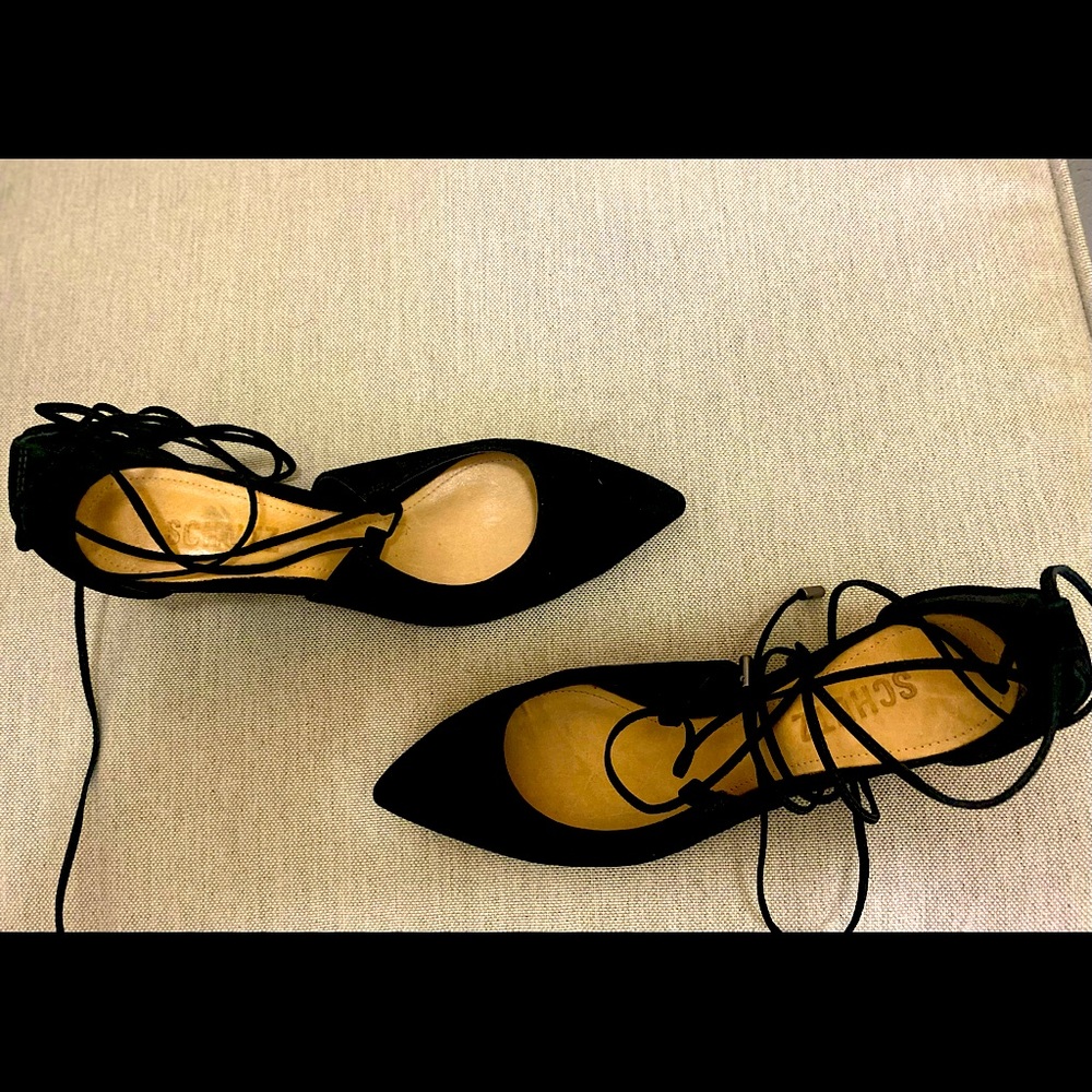 SCHUTZ SZ 36 Black nubuck wedges lace up ankle NEVER WORN